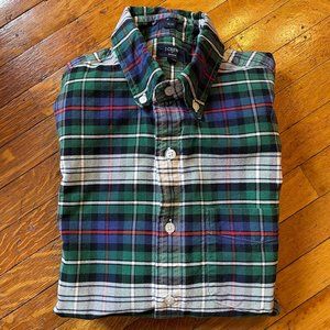 J. Crew Green, Blue, White Mid-Weight Slim Fit Oxford Plaid Work-Shirt